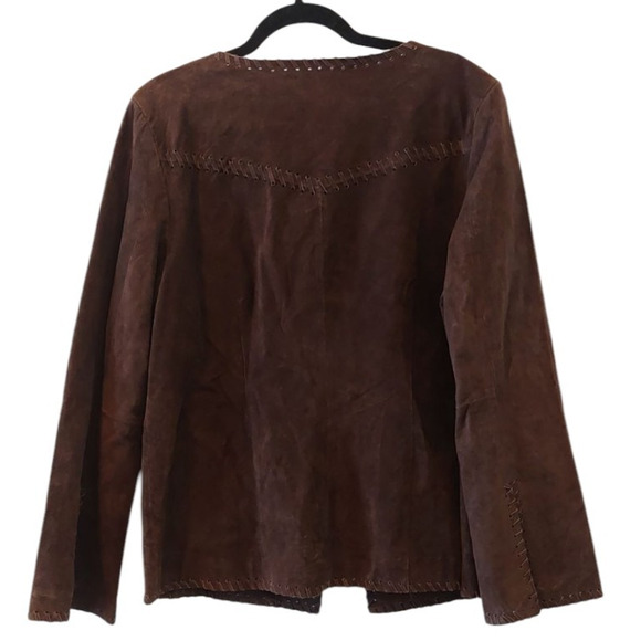 Faded Glory Vtg Large (12-14) Genuine Suede Leather Tie Front Jacket Brown - Picture 2 of 11